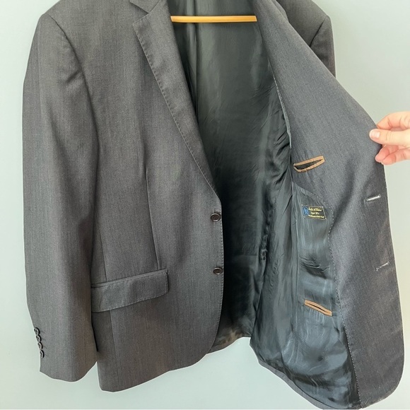 Pronto Uomo Signature Single Breasted 100% Wool Stone Gray Suit Jacket Size 42R - Picture 8 of 16